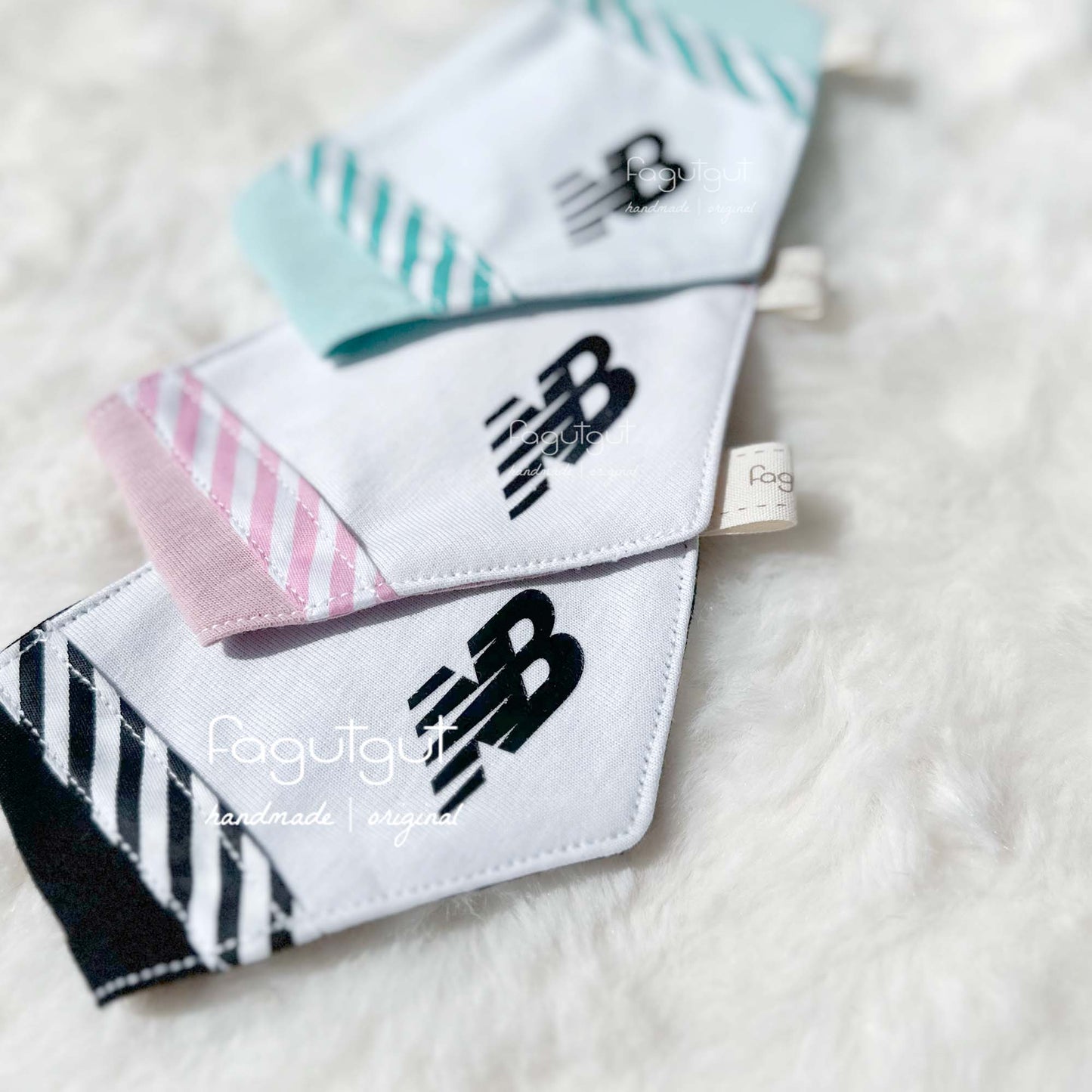 (原價HKD450!)fagutgut 花吉吉手作 - Remade by Fagutgut - NB套裝 - 寵物領巾*送煲呔*(間條三色)