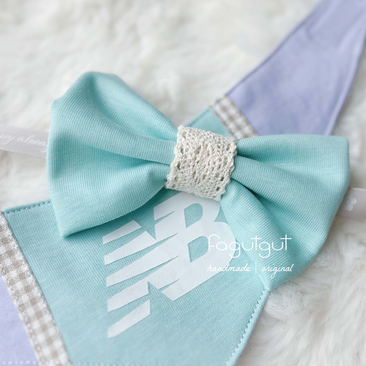 (原價HKD520!)fagutgut 花吉吉手作 - Remade by Fagutgut - NB套裝 - 寵物領巾*送煲呔*(Tiffany blue x 紫)