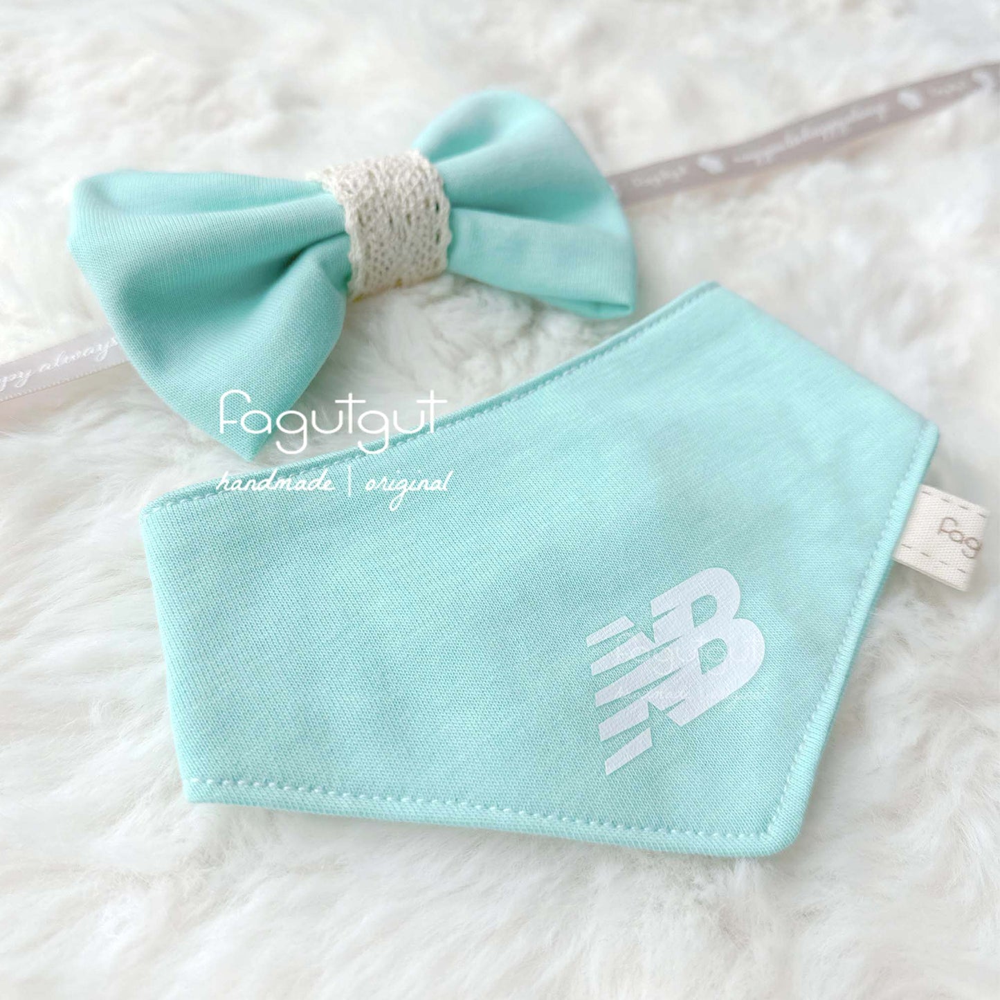 (原價HKD390!)fagutgut 花吉吉手作 - Remade by Fagutgut - NB套裝 - 寵物領巾*送煲呔*(Tiffany blue)