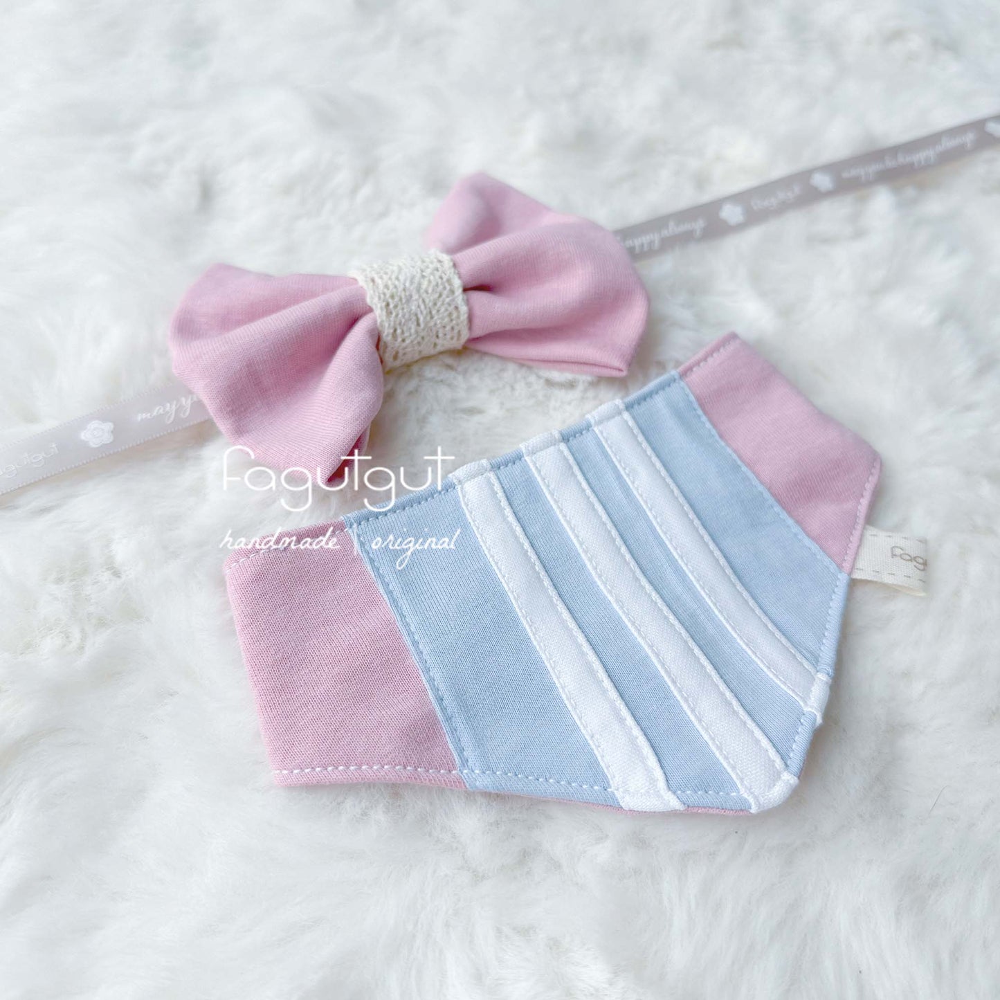 (原價HKD450up!)fagutgut 花吉吉手作 - Remade by Fagutgut - Adidas套裝 - 寵物領巾*送煲呔*(Baby blue 三色)