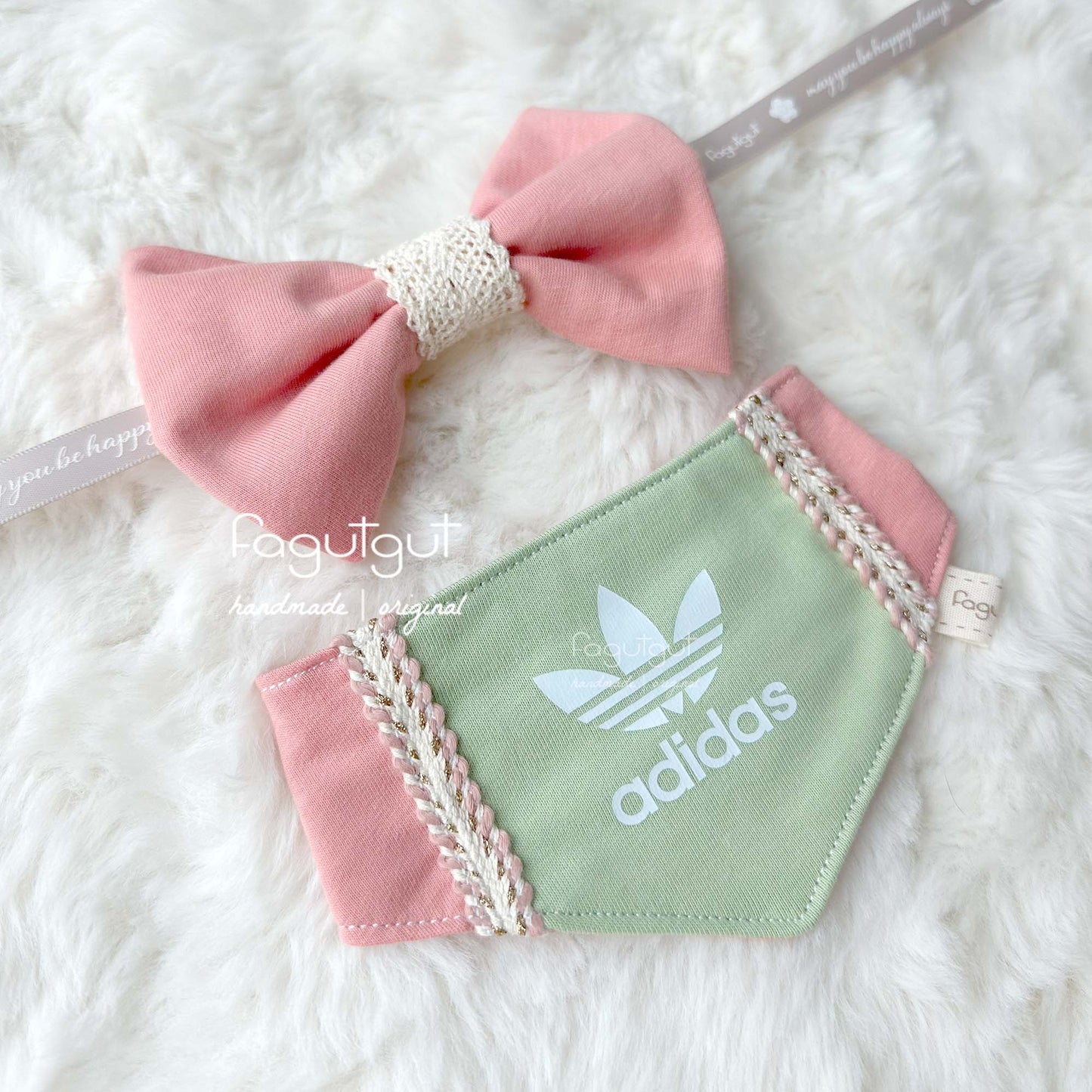 (原價HKD430up!)fagutgut 花吉吉手作 - Remade by Fagutgut - Adidas Originals套裝 - 寵物領巾*送煲呔*(兩色)