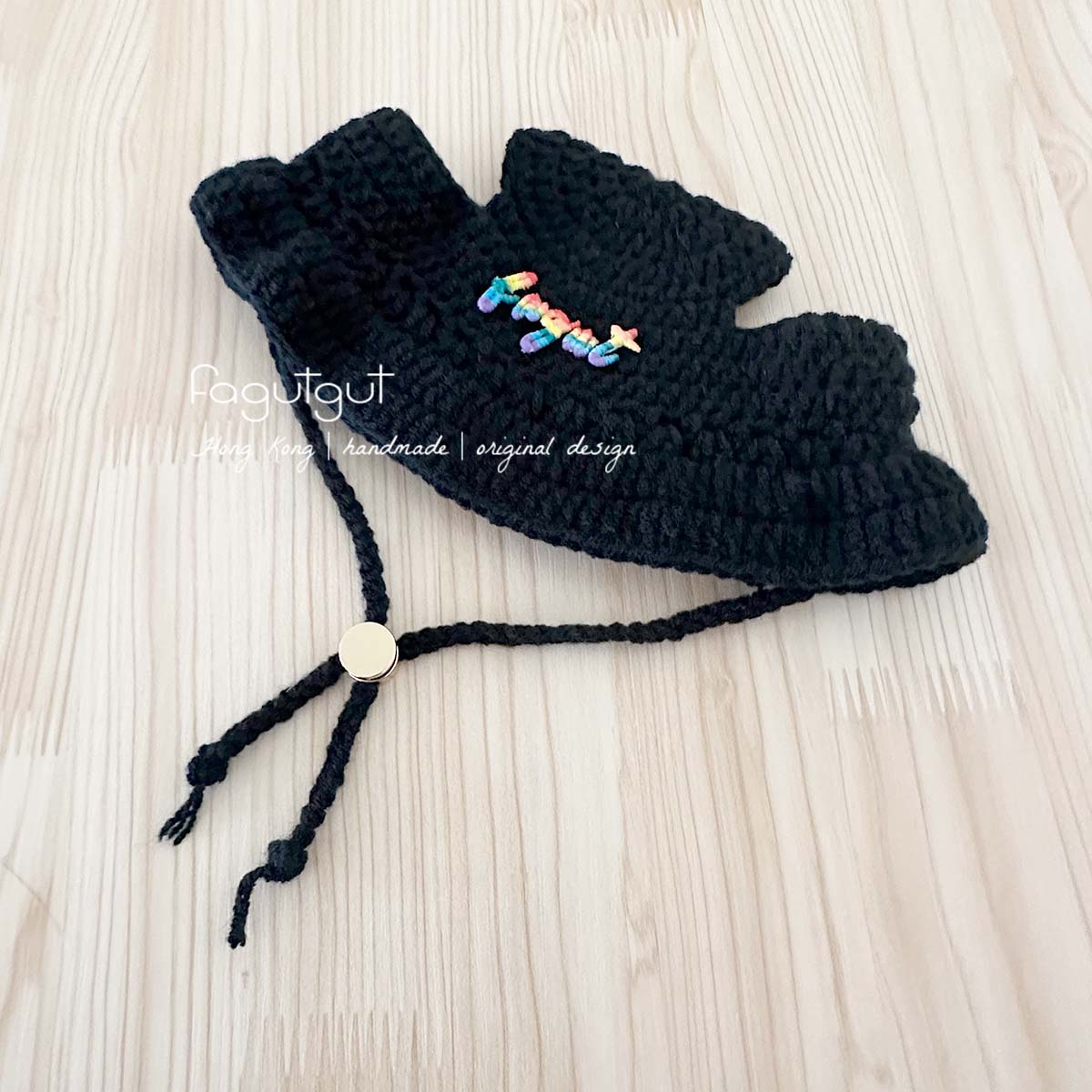 fagutgut 花吉吉手作 - 鈎織漁夫帽(可配人寵親子裝) - 寵物帽 - 黑色