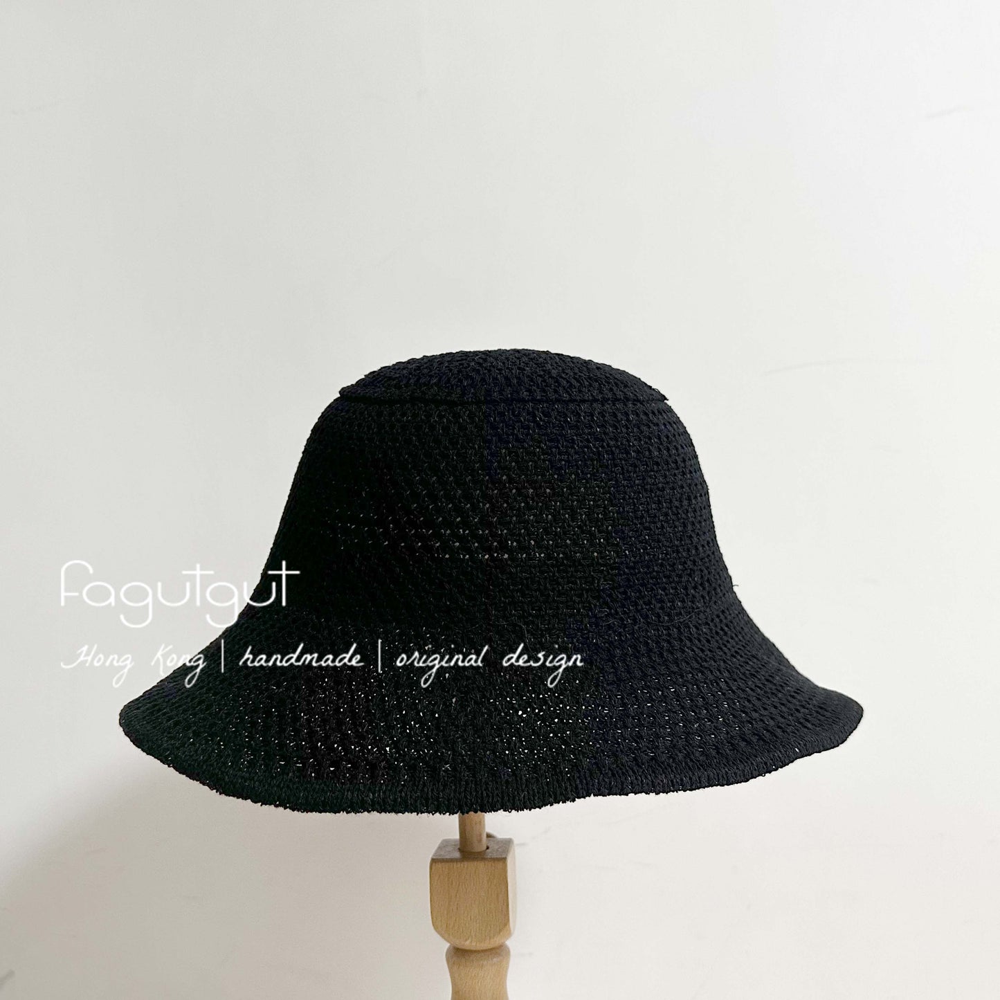 fagutgut 花吉吉手作 - 鈎織漁夫帽(可配人寵親子裝) - 成人款 - 黑色