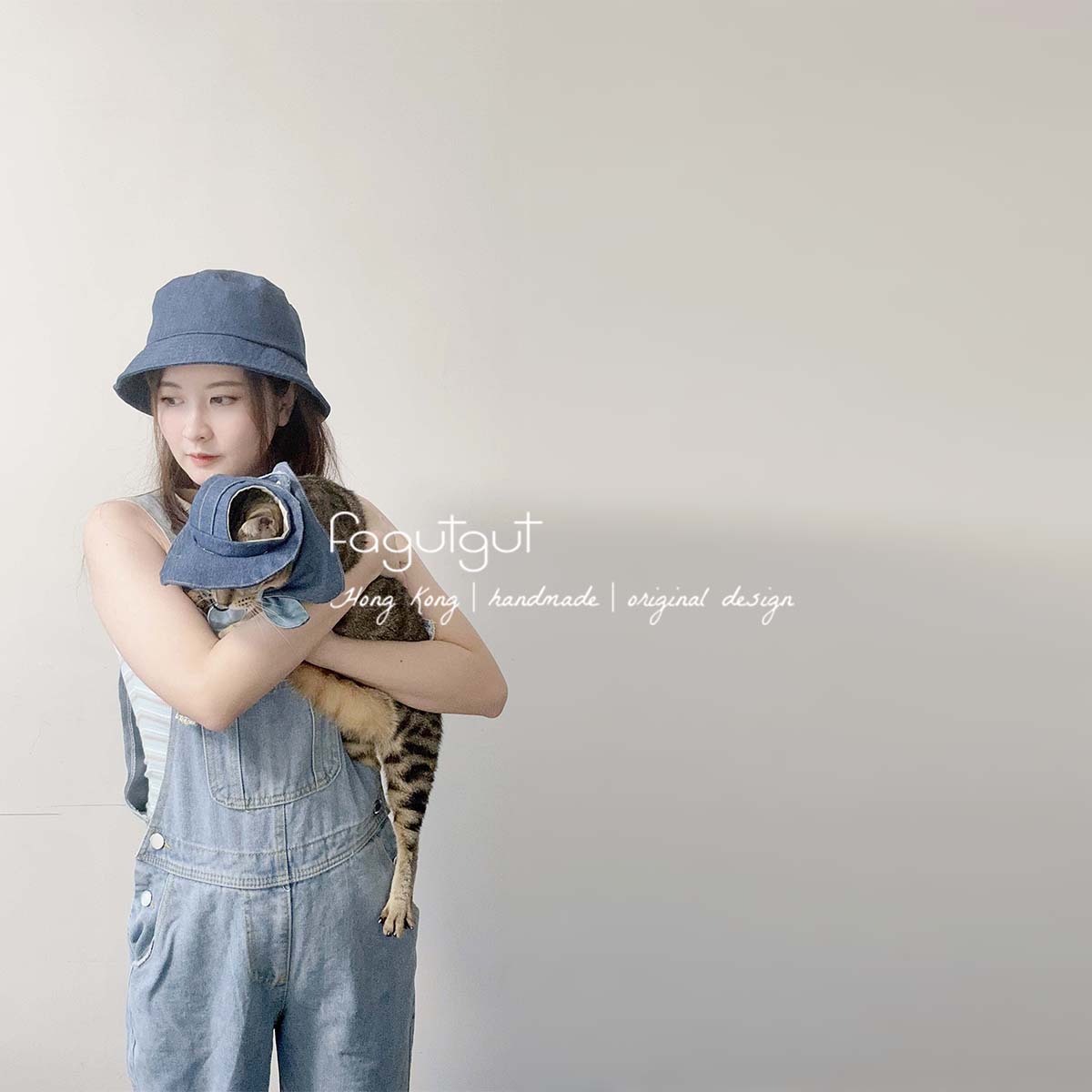 fagutgut 花吉吉手作 - 牛仔布套裝 - 寵物帽+領巾 (可獨立購買)