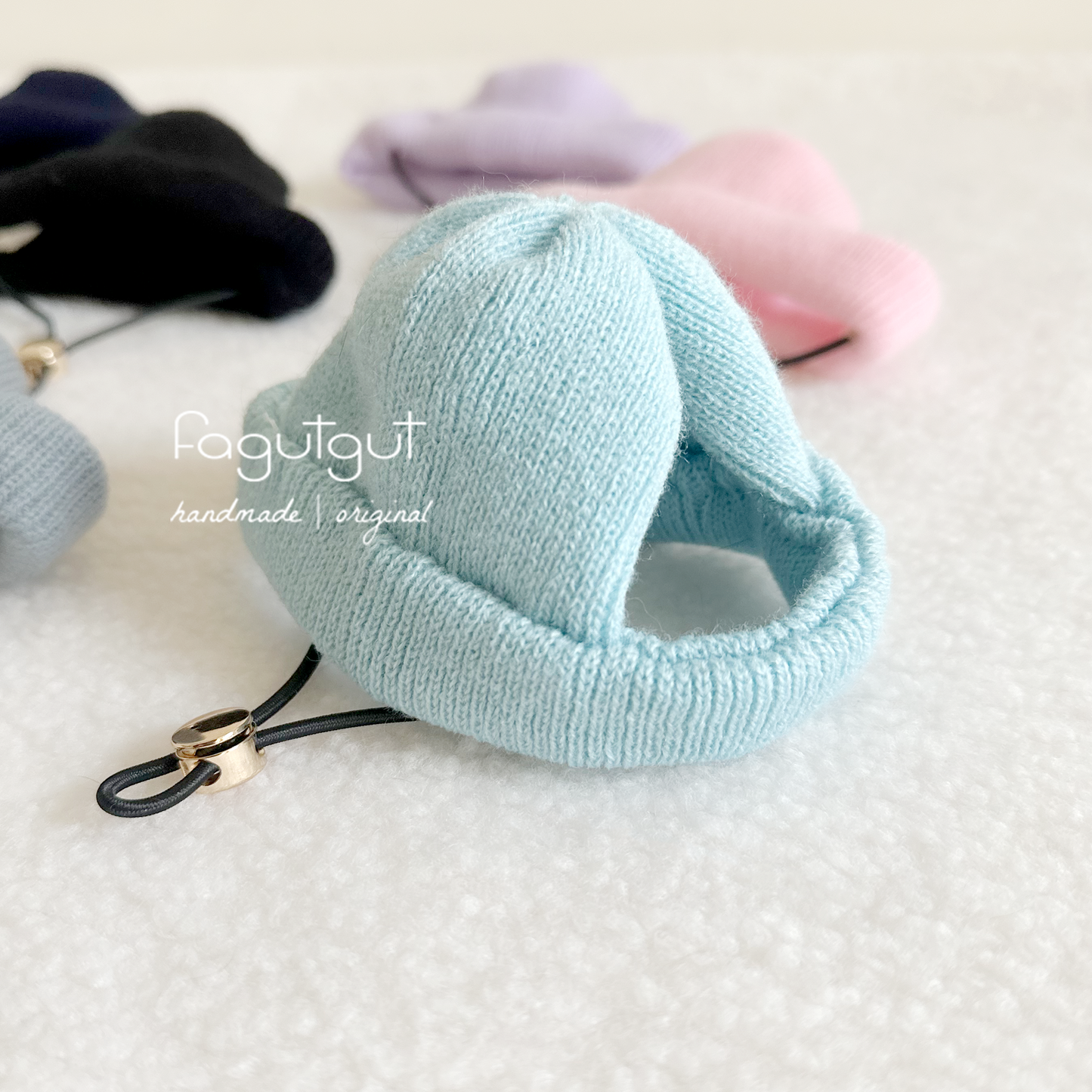 fagutgut 花吉吉手作 - 日本棉質手工冷帽(可配人寵親子裝) - 經典款- 寵物帽連手工毛毛球 - 粉藍色