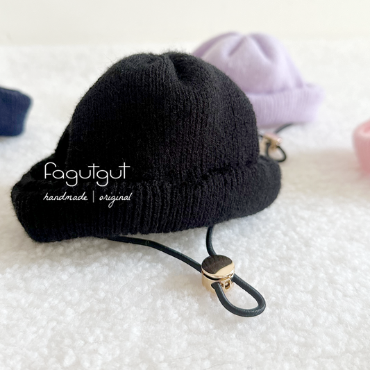 fagutgut 花吉吉手作 - 日本棉質手工冷帽(可配人寵親子裝) - 經典款- 寵物帽連手工毛毛球 - 黑色