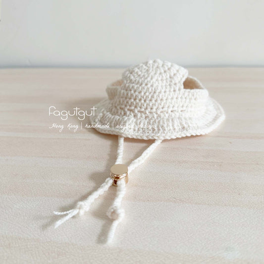 fagutgut 花吉吉手作 - 鈎織漁夫帽(可配人寵親子裝) - 寵物帽 -  米白色